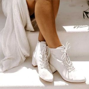 Ivory Velvet Wedding Boots from ForeverSoles